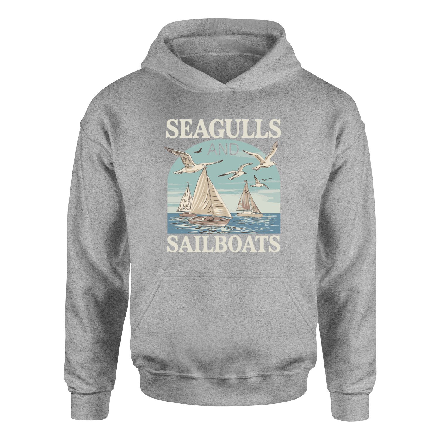 Seagulls and Sailboats Hoodie M - Gri