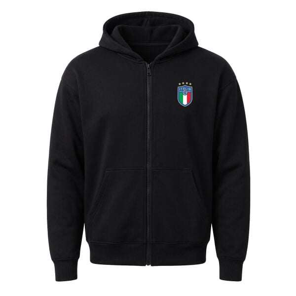 Italia Fermuarlı Kapüşonlu Sweatshirt