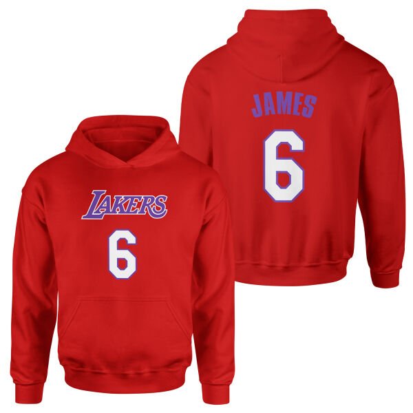 LeBron James 6 Lakers Forma Hoodie M - Kırmızı