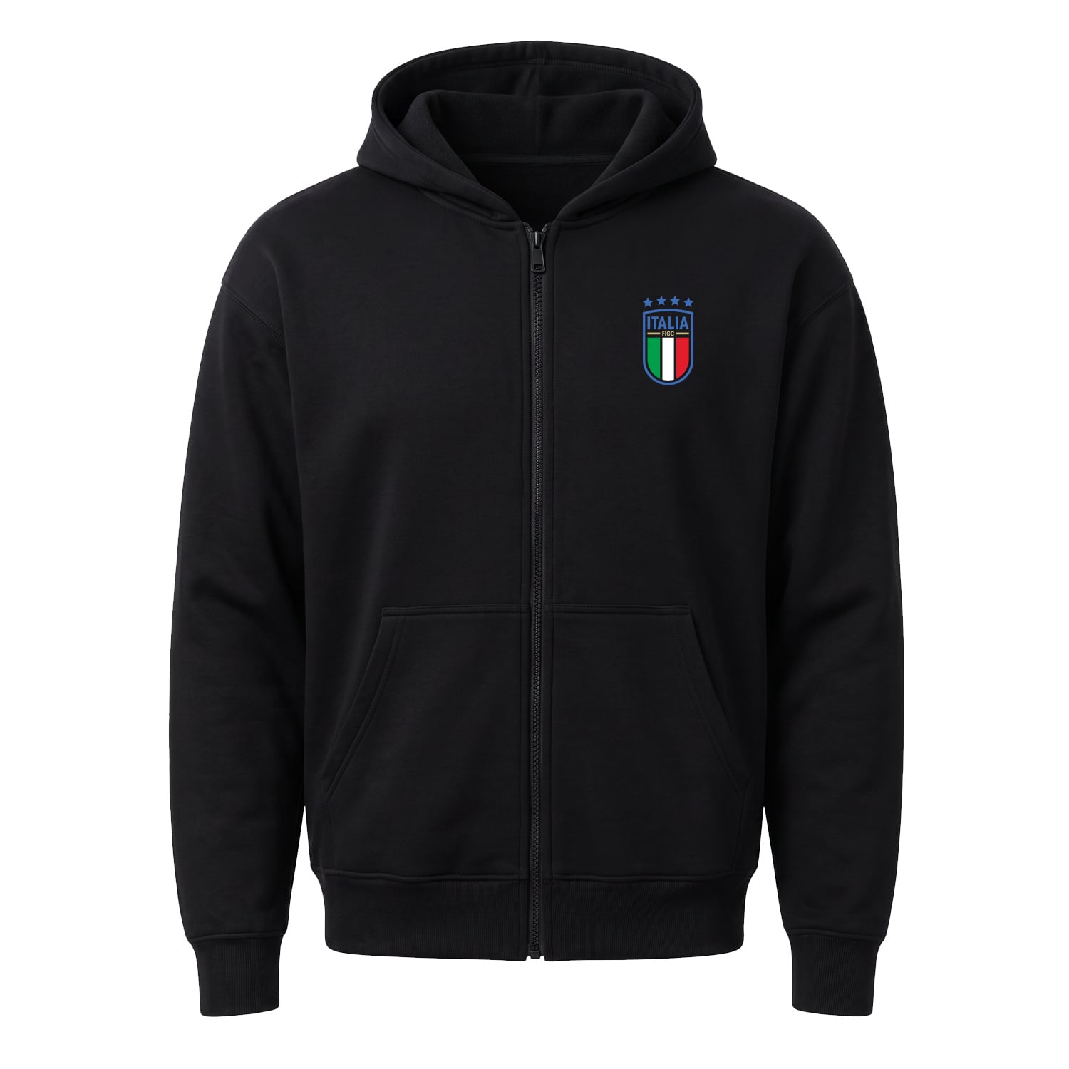 Italia Azzurri Fermuarlı Kapüşonlu Sweatshirt