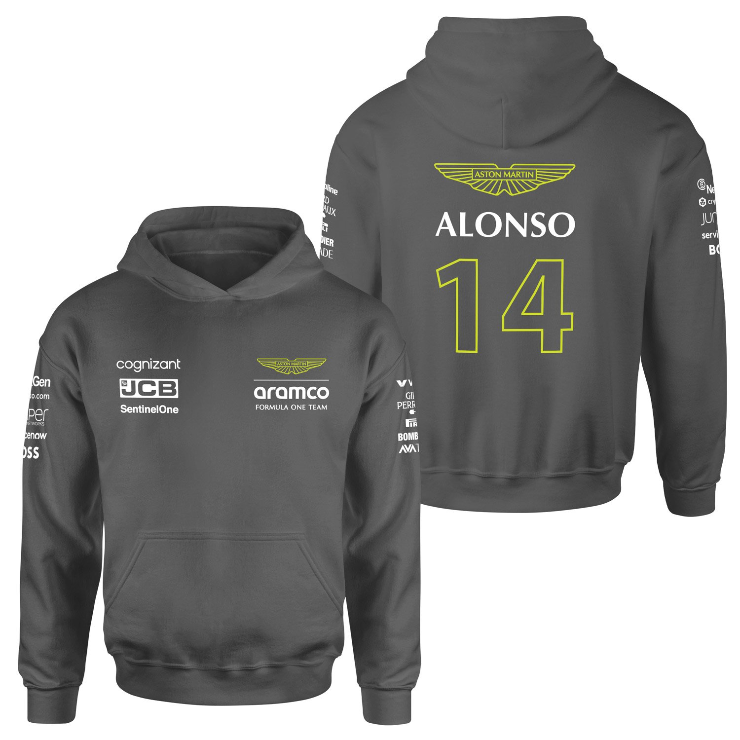 Fernando Alonso 14 | Aston Martin Hoodie S - Füme
