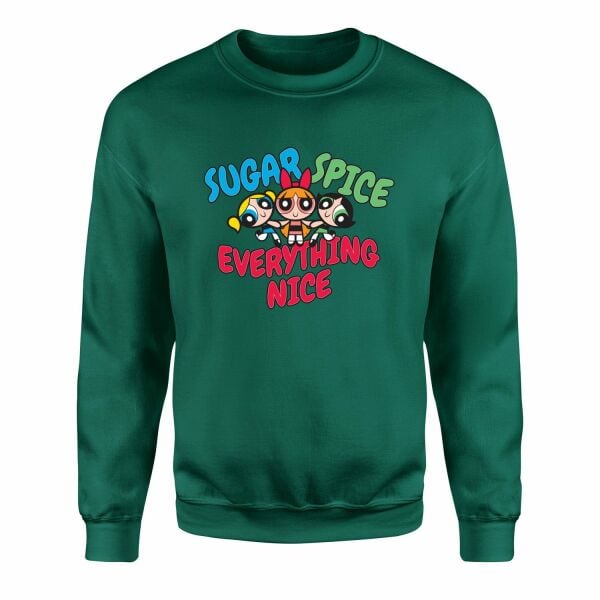 Sugar, Spice & Everything Nice Sweatshirt M - Nefti Yeşili