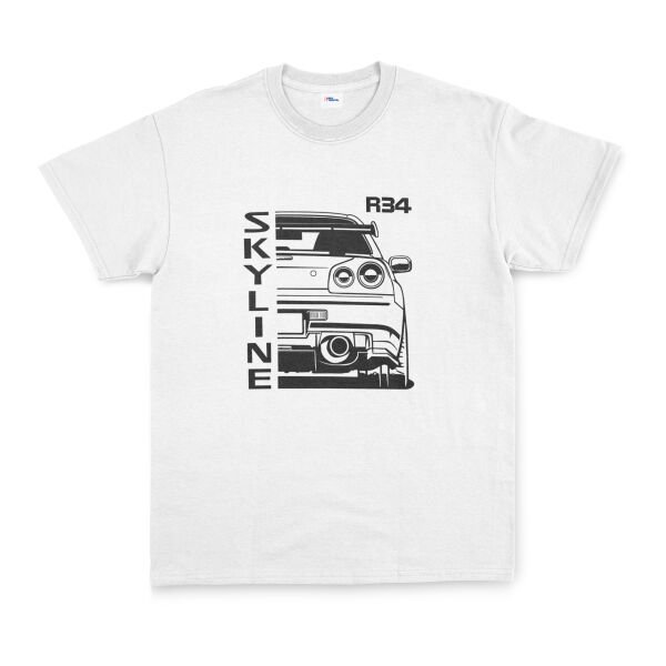 R34 Skyline Tişört XL - Beyaz