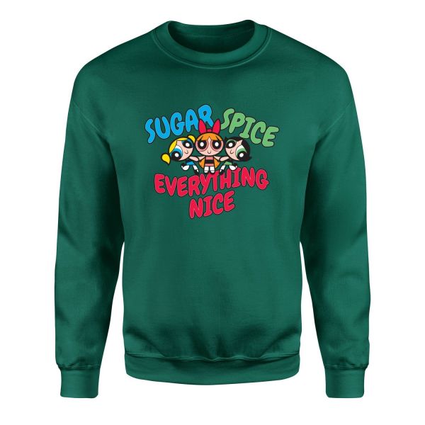 Sugar, Spice & Everything Nice Sweatshirt S - Nefti Yeşili