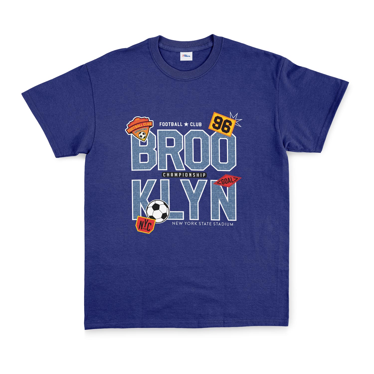 BROOKLYN 96 Championship Tişört XXL - İndigo Mavisi
