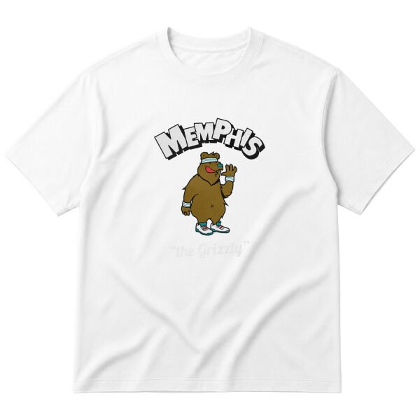 Memphis Cartoon Oversize Tişört XL - Beyaz