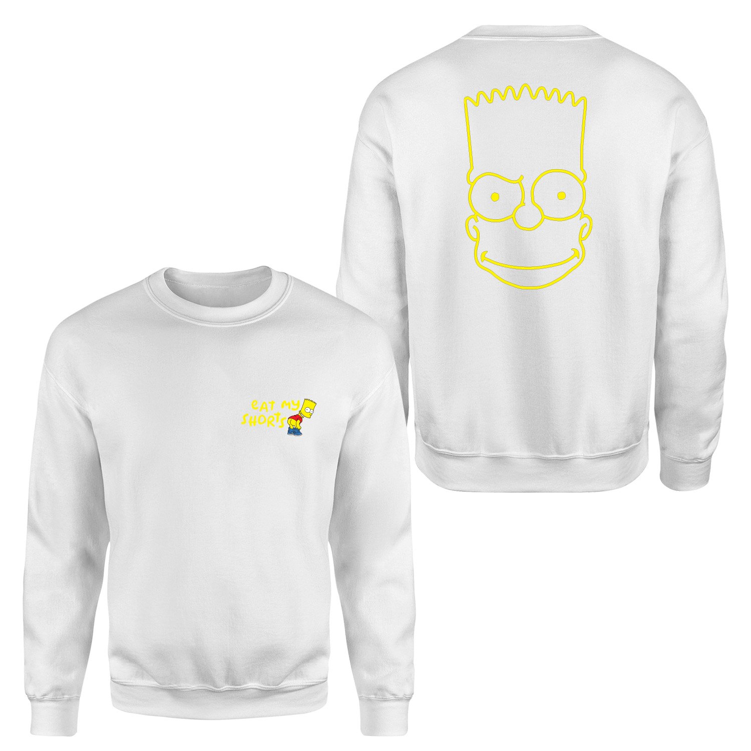 Eat My Shorts Bart Simpson Sweatshirt XL - Beyaz