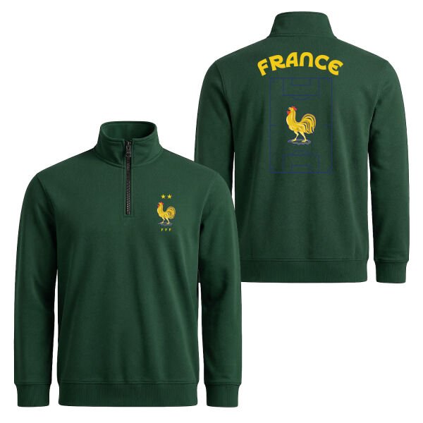 Fransa Dünya Kupası 2026 Yarım Fermuarlı Sweatshirt XL - Nefti Yeşili