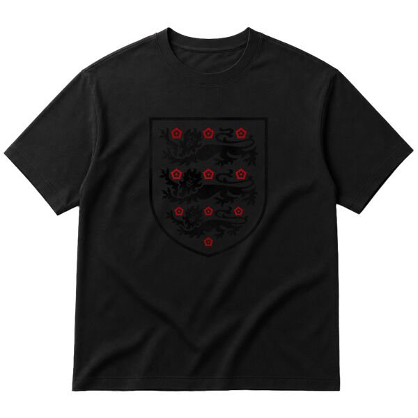 Three Lions Shield Oversize Tişört M - Siyah