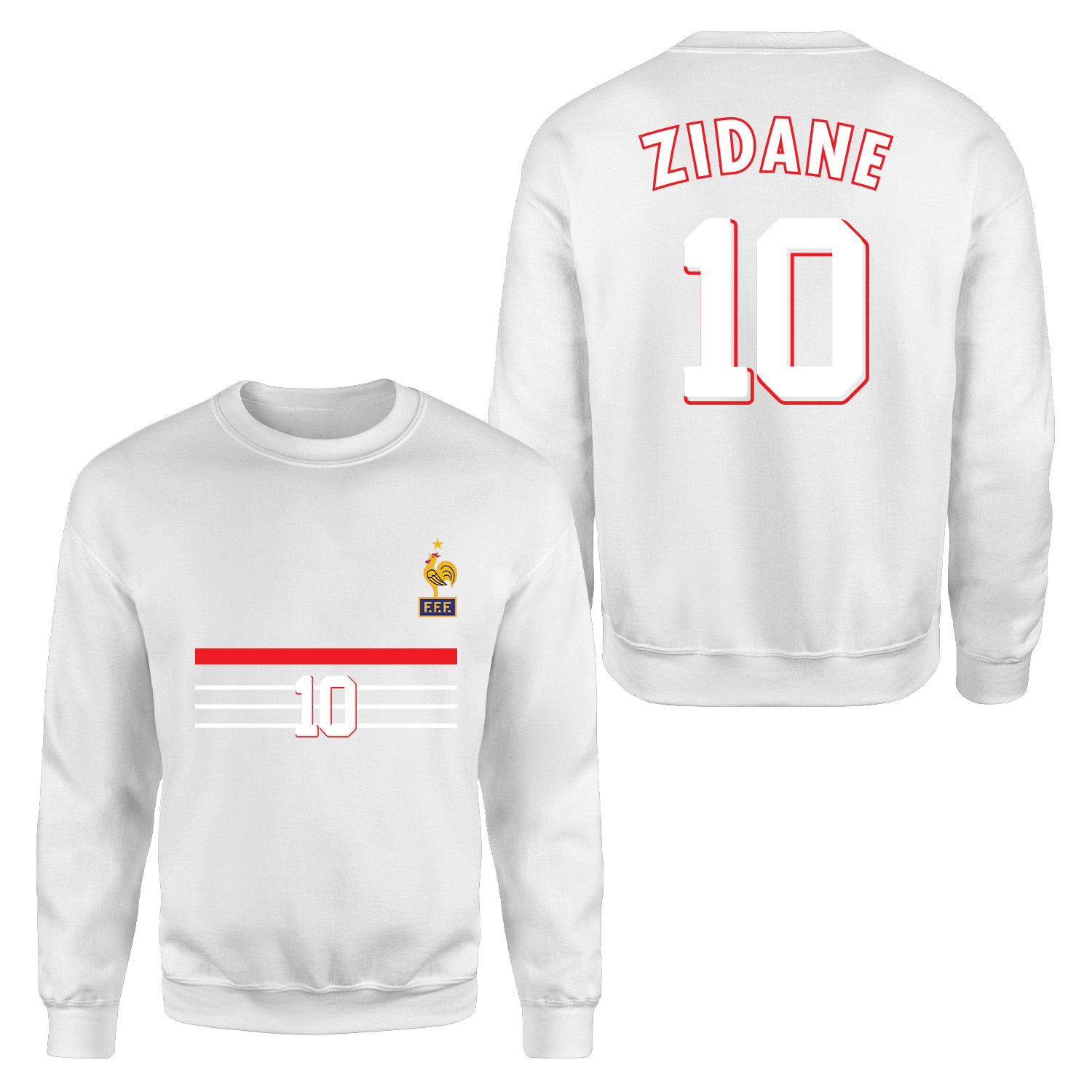 Zinedine Zidane 98 Fransa Sweatshirt XL - Beyaz