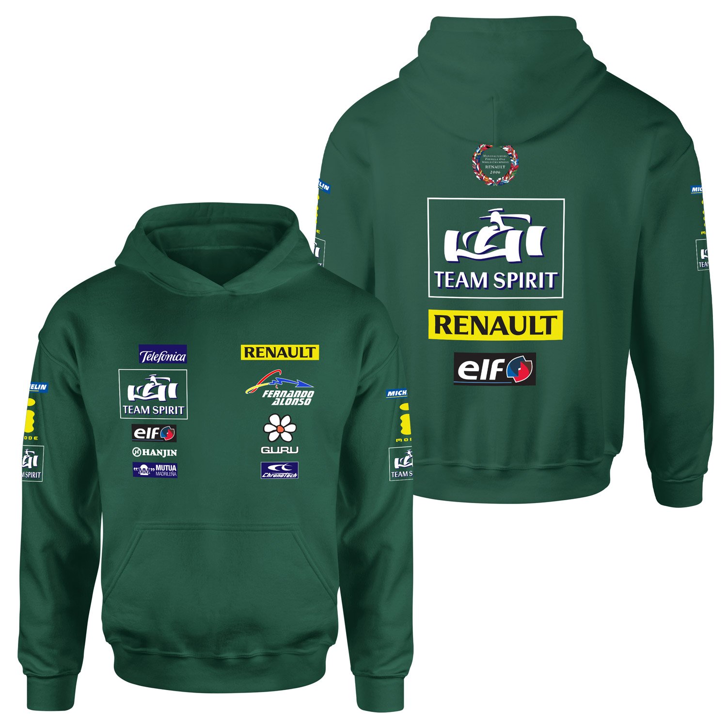 Renault Team Spirit Vintage Teamline Hoodie M - Nefti Yeşili