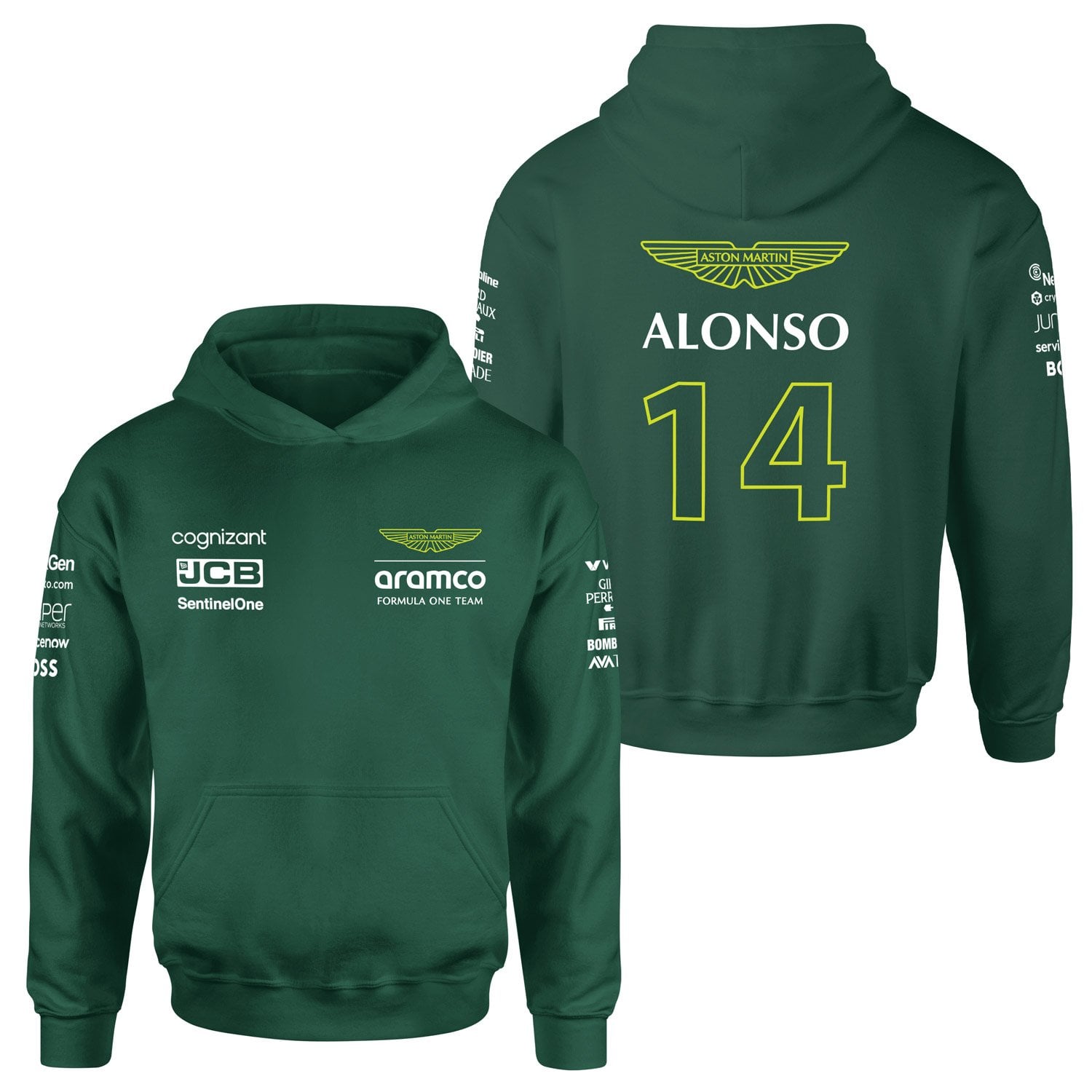 Fernando Alonso 14 | Aston Martin Hoodie XXL - Nefti Yeşili