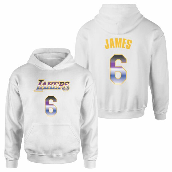 LeBron James 6 Lakers Gradient Forma Hoodie XXL - Beyaz