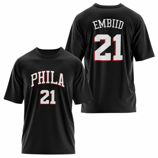 Joel Embiid Philadelphia Forma Oversize Tişört S - Siyah