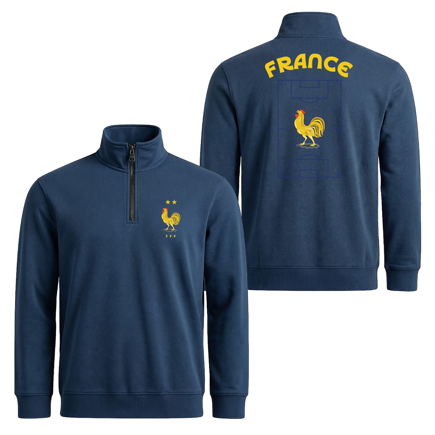 Fransa Dünya Kupası 2026 Yarım Fermuarlı Sweatshirt XL - İndigo Mavisi