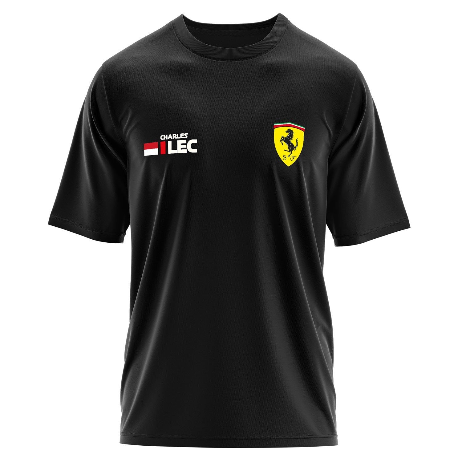 Charles Leclerc Ferrari Name Tag Oversize Tişört L - Siyah | OUTLET