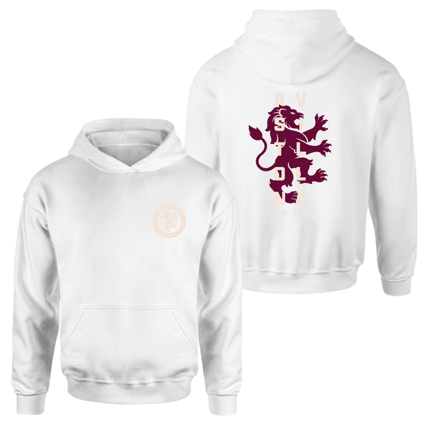 Aston Villa 1874 Heritage Hoodie M - Beyaz