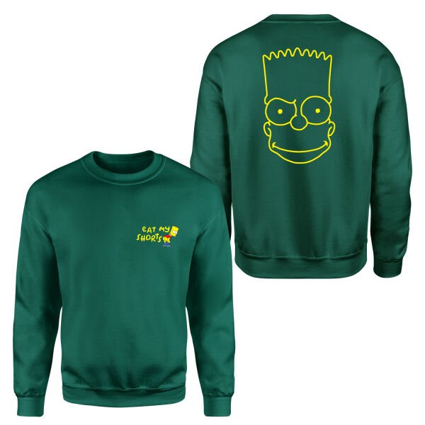 Eat My Shorts Bart Simpson Sweatshirt M - Nefti Yeşili