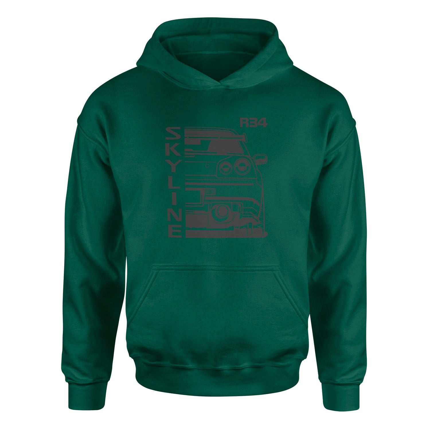 R34 Skyline Hoodie XXL - Nefti Yeşili
