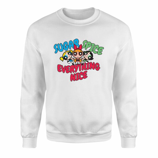 Sugar, Spice & Everything Nice Sweatshirt M - Beyaz