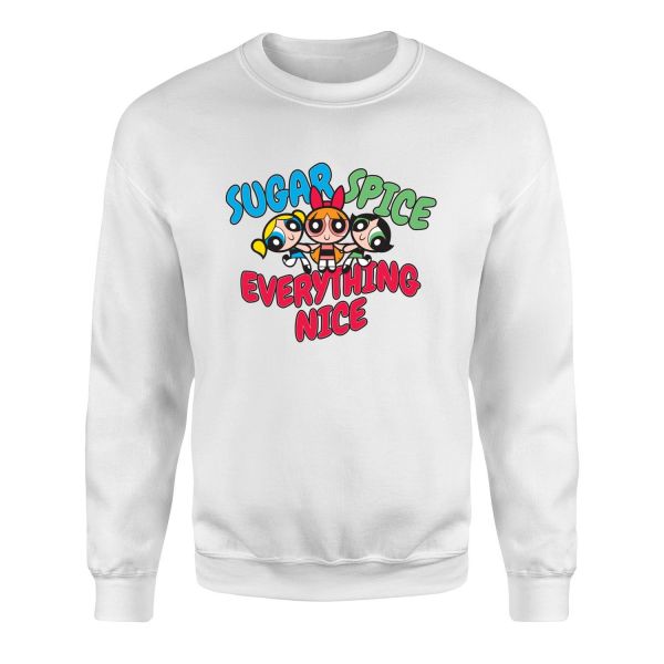 Sugar, Spice & Everything Nice Sweatshirt XXL - Beyaz