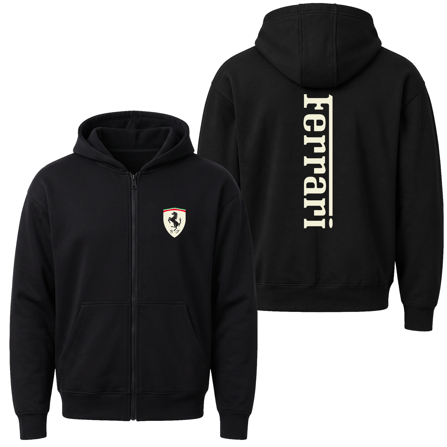 Scuderia Ferrari Creamy Fermuarlı Kapüşonlu Sweatshirt
