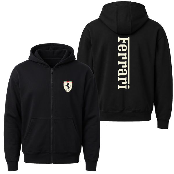 Scuderia Ferrari Creamy Fermuarlı Kapüşonlu Sweatshirt
