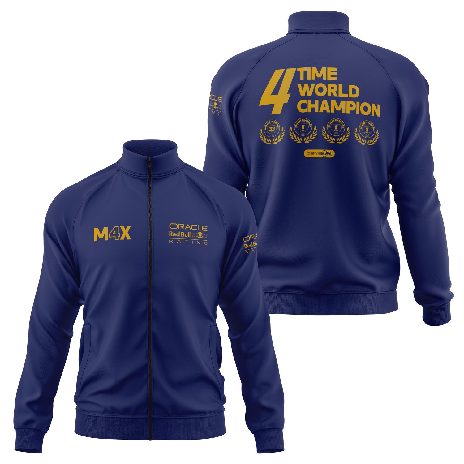 Max Verstappen 4 Time World Champion | Red Bull Racing Fermuarlı Sweatshirt S - İndigo Mavisi