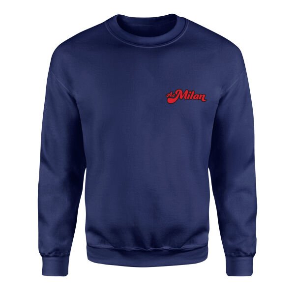 AC Milan Cursive Sweatshirt S - İndigo Mavisi