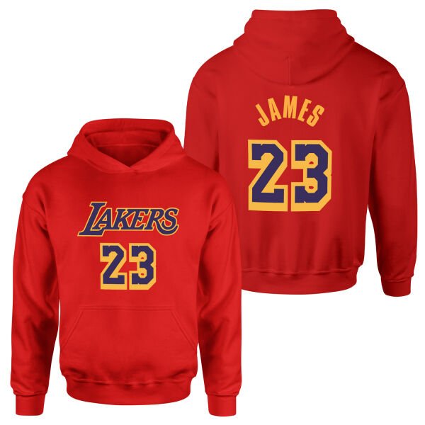 LeBron James 23 Lakers Hoodie XL - Kırmızı