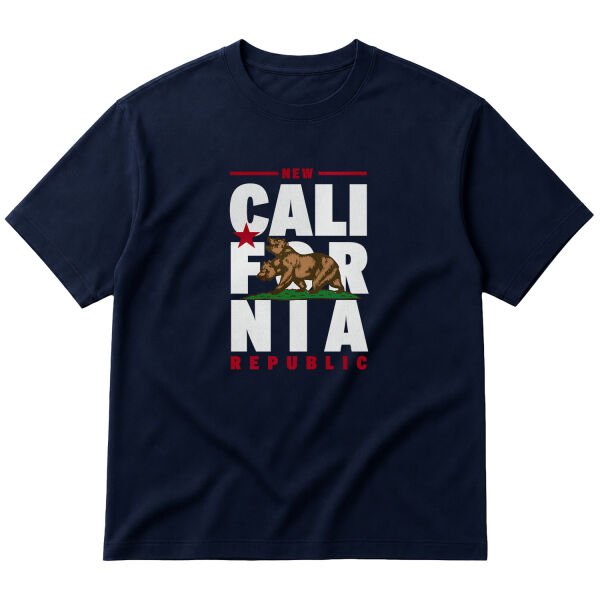 New California Republic Banner Oversize Tişört S - İndigo Mavisi