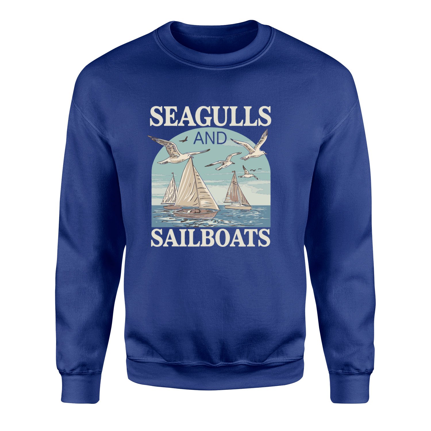 Seagulls and Sailboats Sweatshirt S - İndigo Mavisi