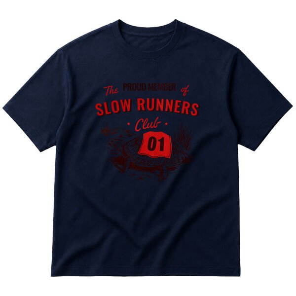 Slow Runners Club Oversize Tişört L - İndigo Mavisi