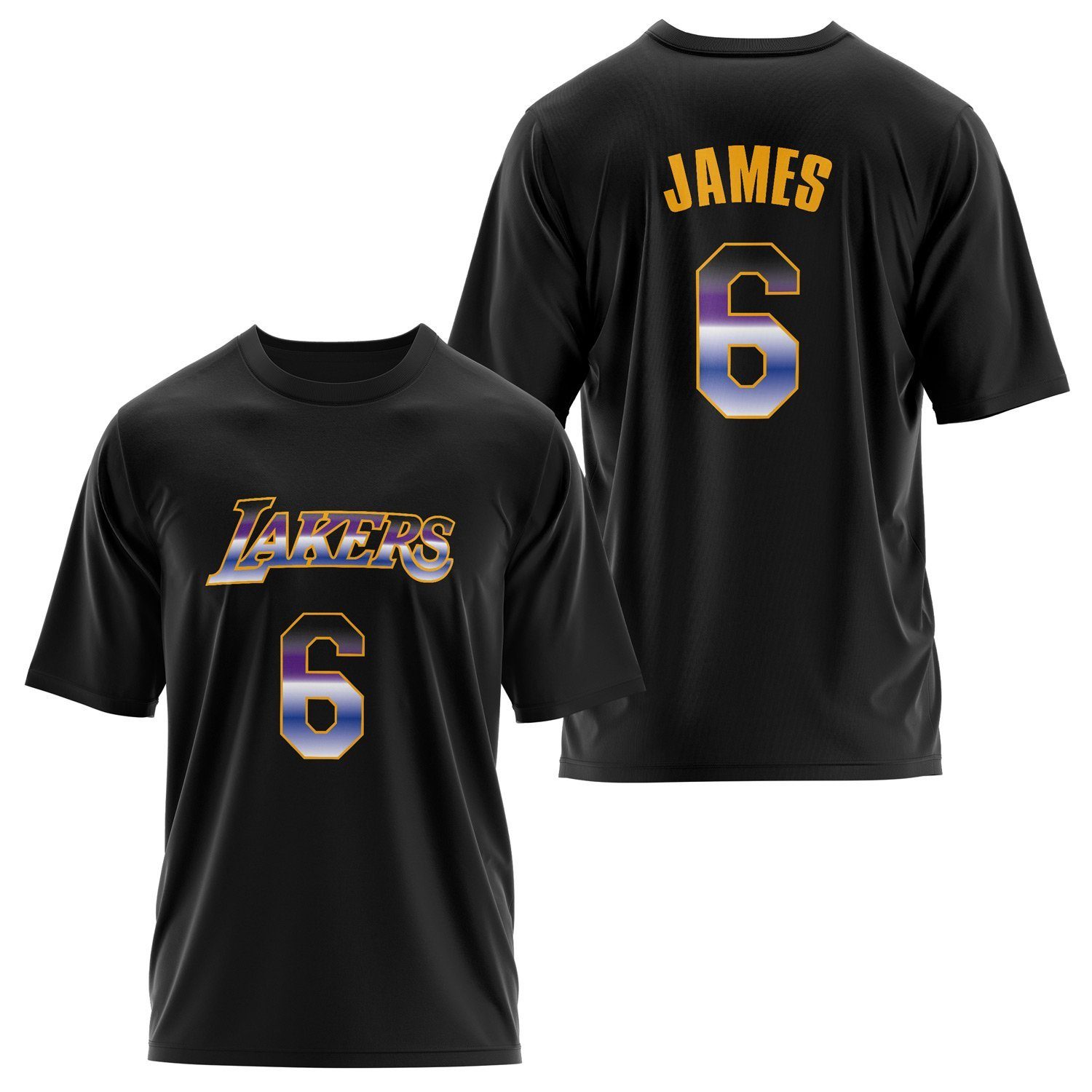 LeBron James 6 Lakers Gradient Forma Oversize Tişört L - Siyah