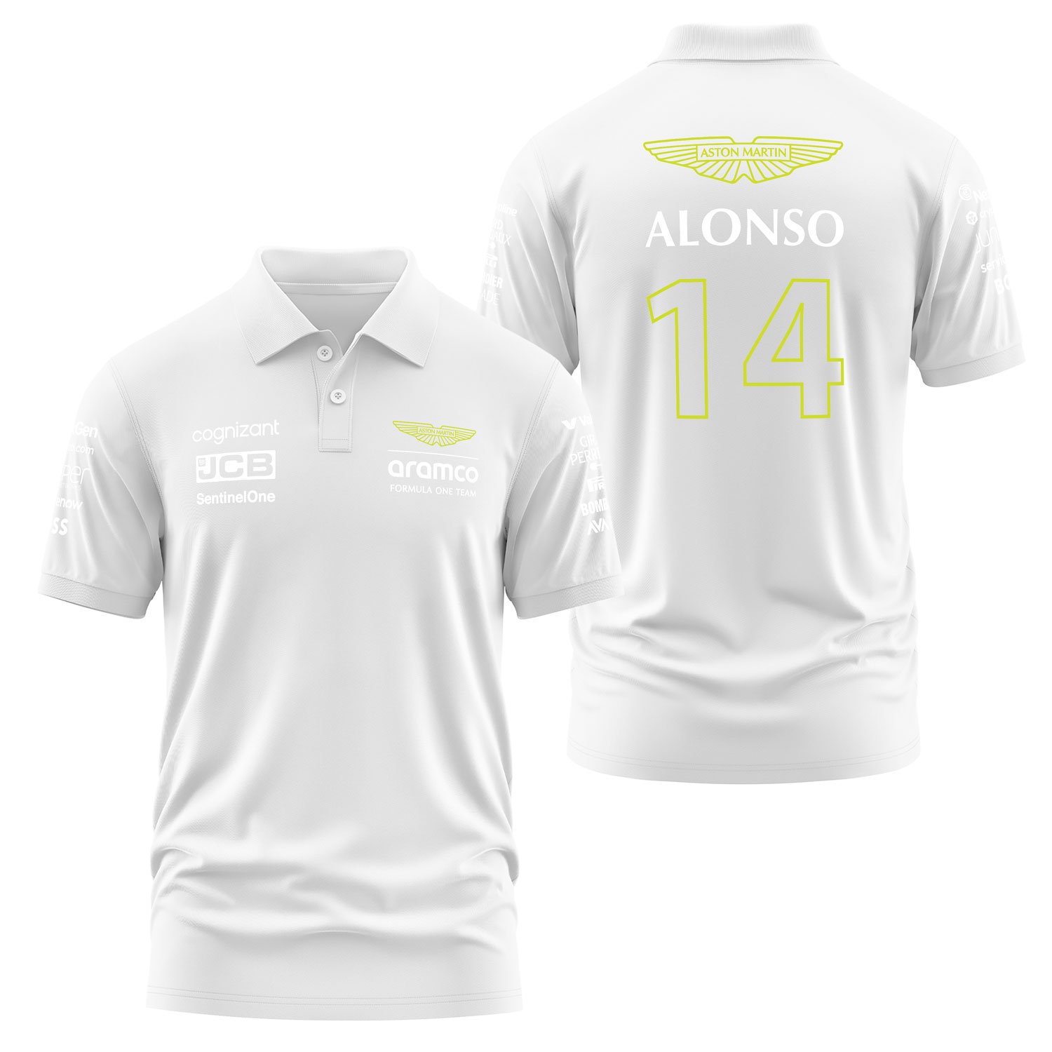 Fernando Alonso 14 | Aston Martin Polo Tişört S - Beyaz