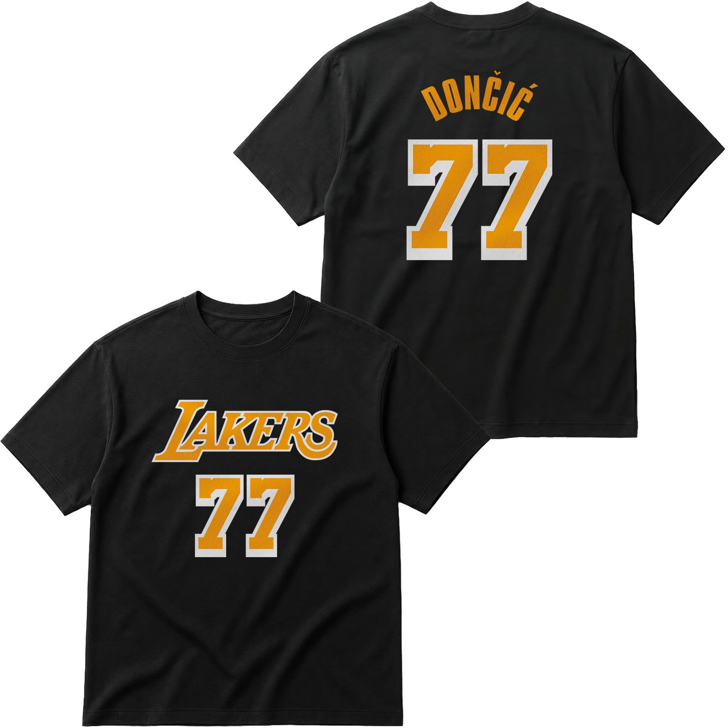 Luka Doncic 77 Lakers White Oversize Tişört XL - Siyah