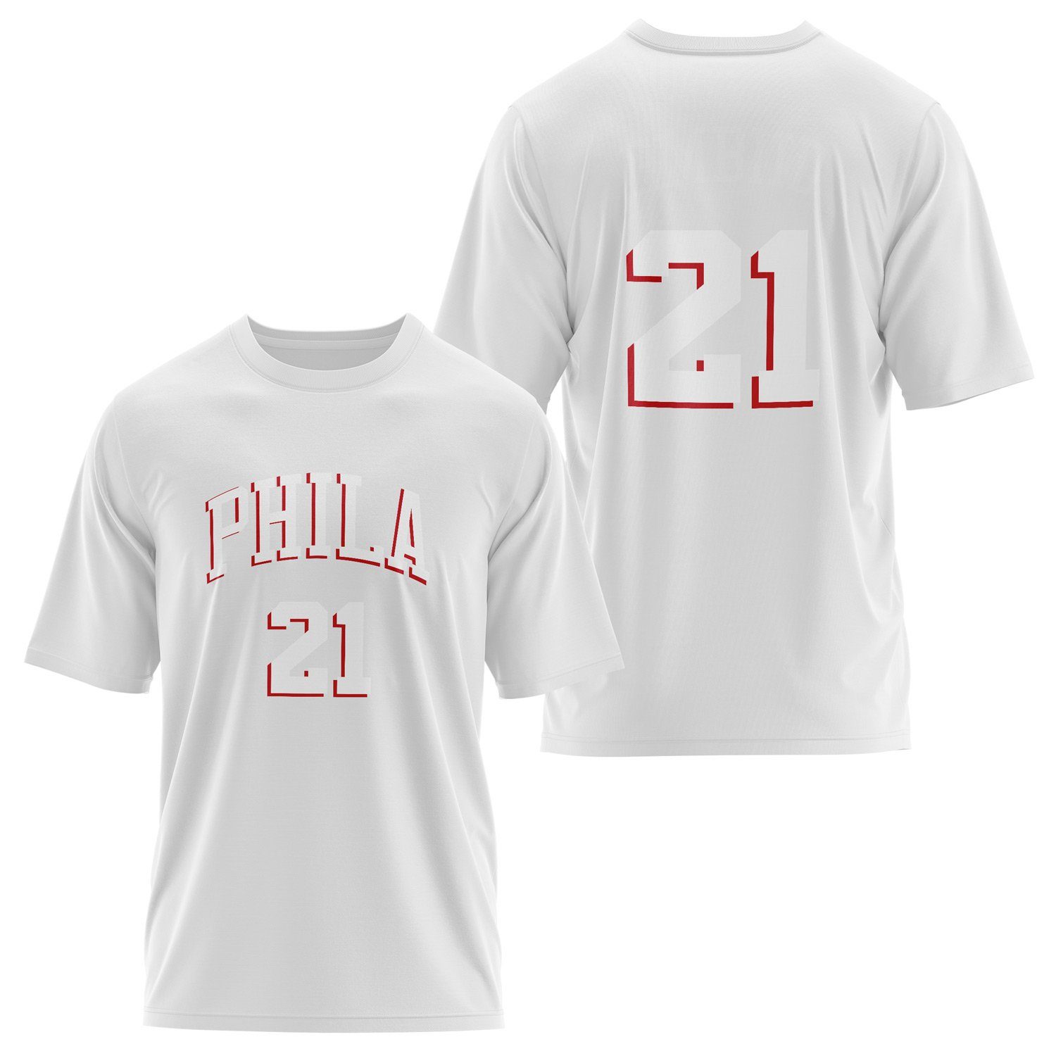 Joel Embiid Philadelphia Forma Oversize Tişört XL - Beyaz