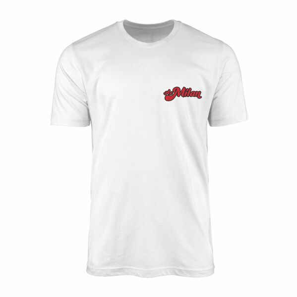 AC Milan Cursive Tişört XL - Beyaz