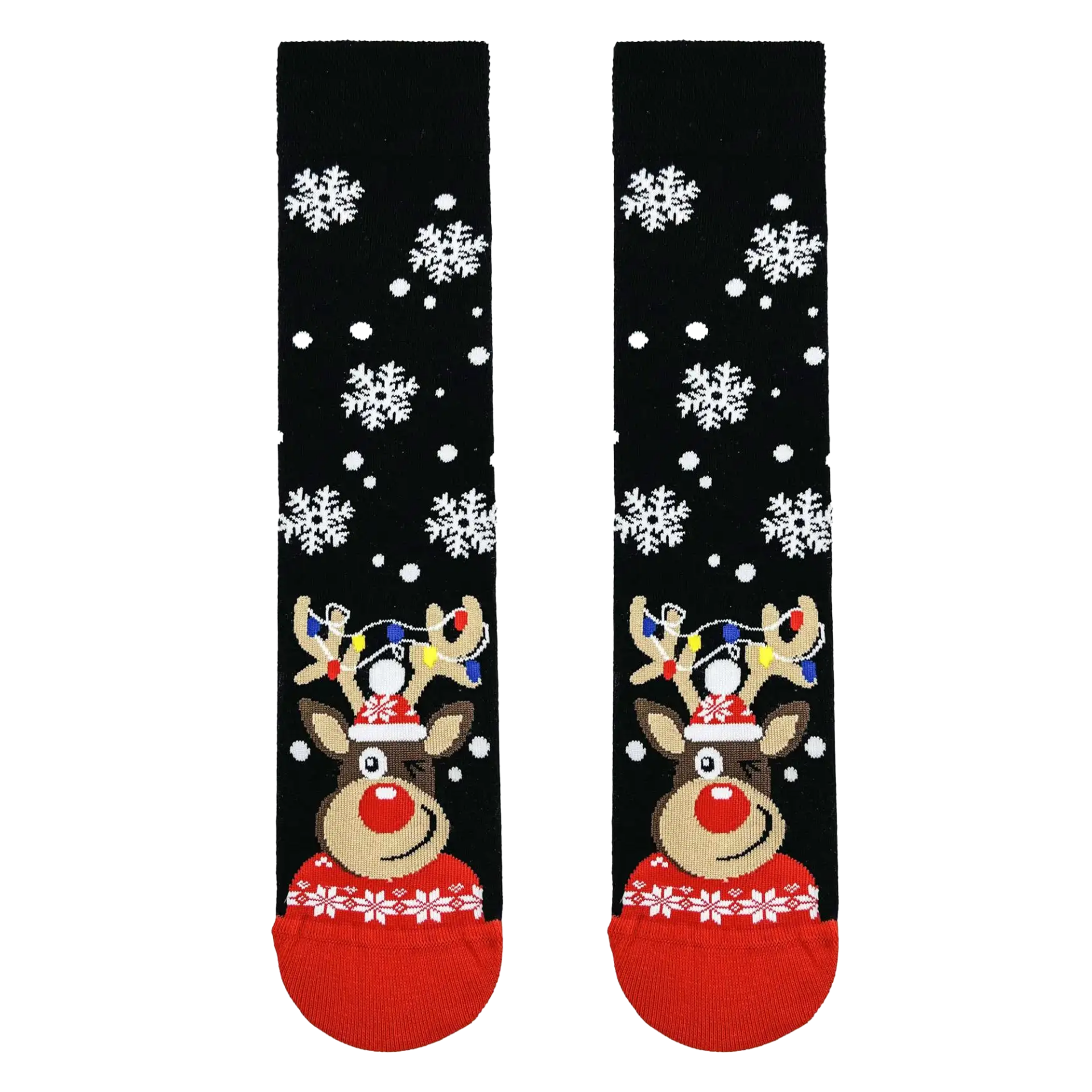 Geyik Desenli Kar Tanesi Çorap