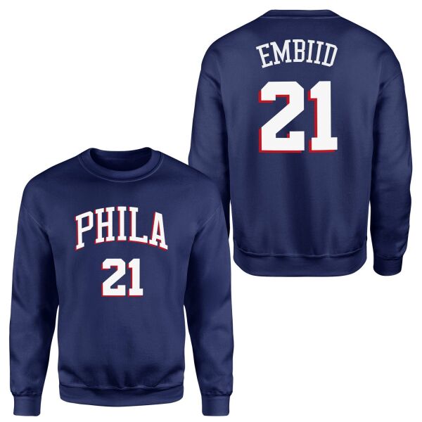 Joel Embiid Philadelphia Forma Sweatshirt S - İndigo Mavisi