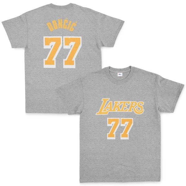 Luka Doncic 77 Lakers White Tişört L - Gri