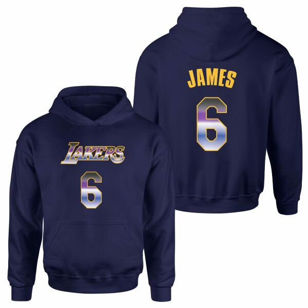 LeBron James 6 Lakers Gradient Forma Hoodie M - İndigo Mavisi