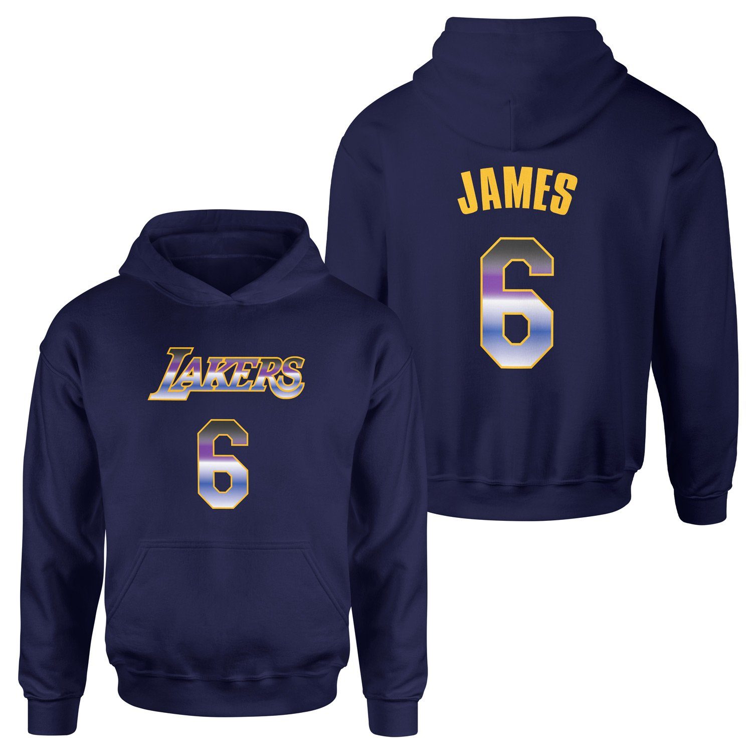 LeBron James 6 Lakers Gradient Forma Hoodie XXL - İndigo Mavisi