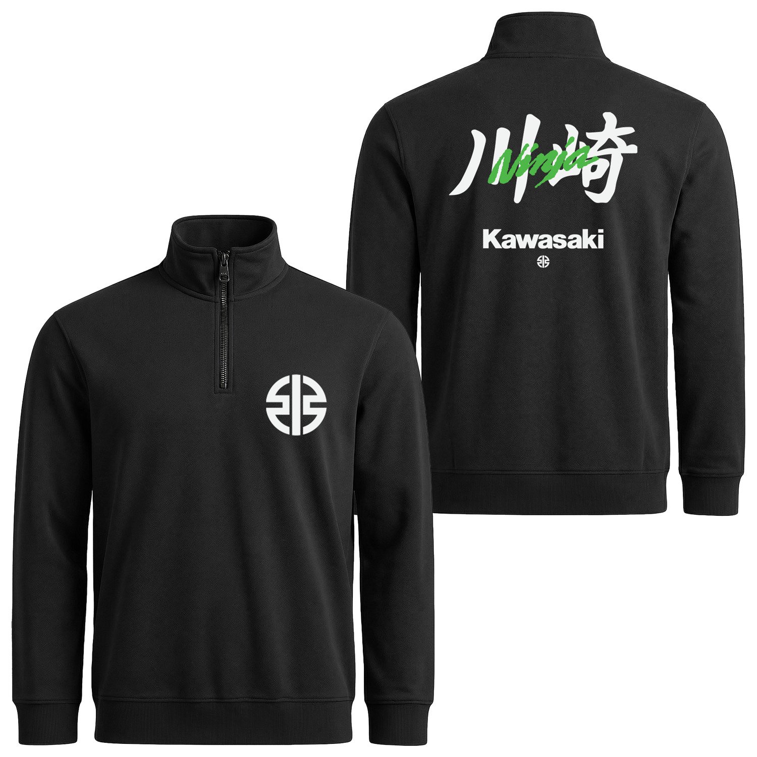 Kawasaki Ninja Superbike Supremacy Yarım Fermuarlı Sweatshirt M - Siyah