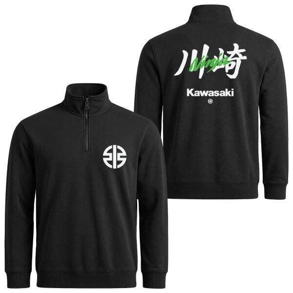 Kawasaki Ninja Superbike Supremacy Yarım Fermuarlı Sweatshirt L - Siyah
