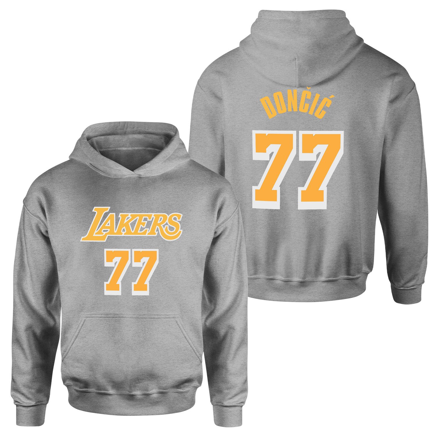 Luka Doncic 77 Lakers White Hoodie XXL - Gri