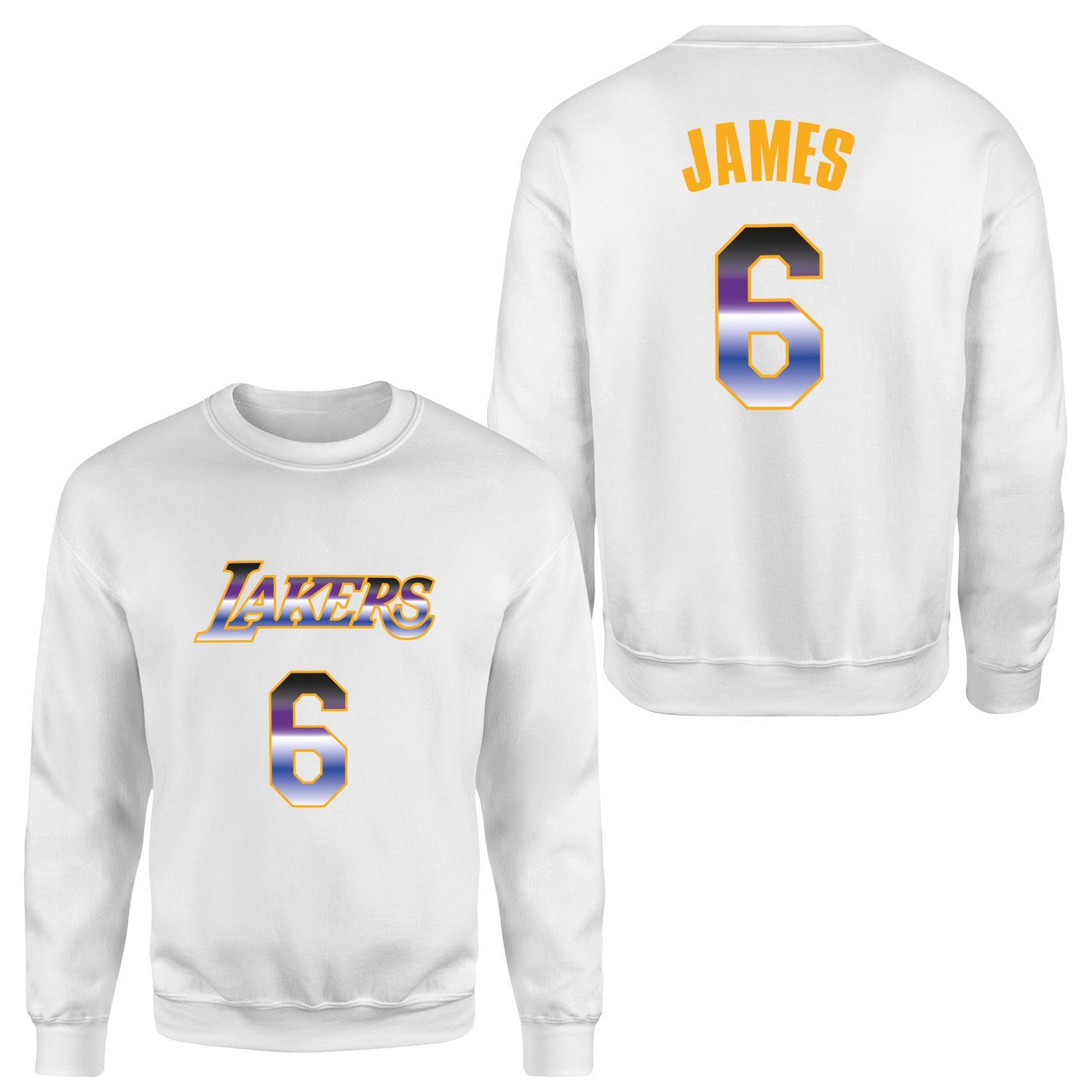 LeBron James 6 Lakers Gradient Forma Sweatshirt L - Beyaz