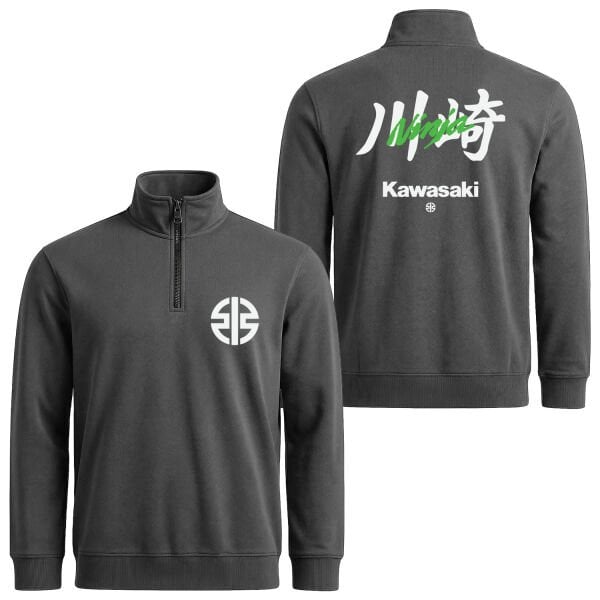 Kawasaki Ninja Superbike Supremacy Yarım Fermuarlı Sweatshirt M - Füme