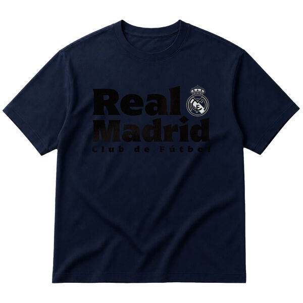 Real Madrid Club de Futbol Oversize Tişört L - İndigo Mavisi