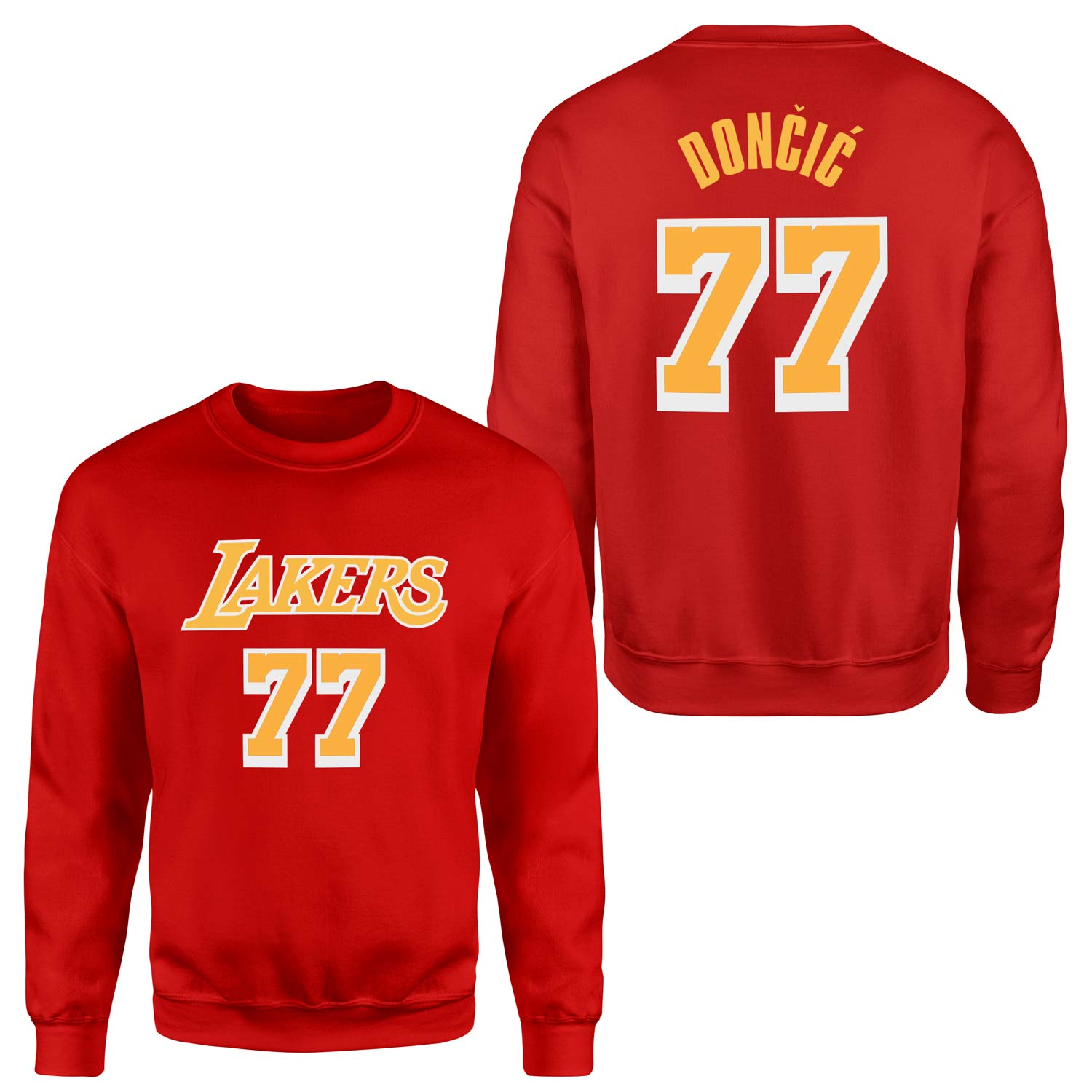 Luka Doncic 77 Lakers White Sweatshirt XXL - Kırmızı